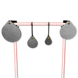 Steel target mega pack with four gongs on static mounts and crossbar