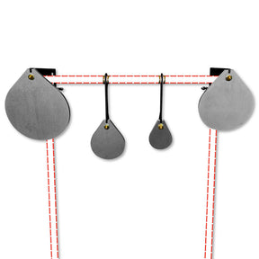 Steel target mega pack with four gongs on static mounts and crossbar