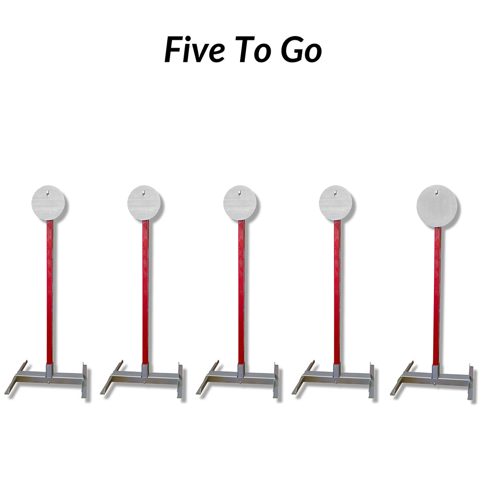 Five To Go stage layout: five round steel plates on target stands