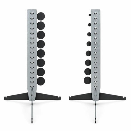 CTG - Mini Dueling Tree shown in both versions: full-size paddles (left) and graduated paddles (right)
