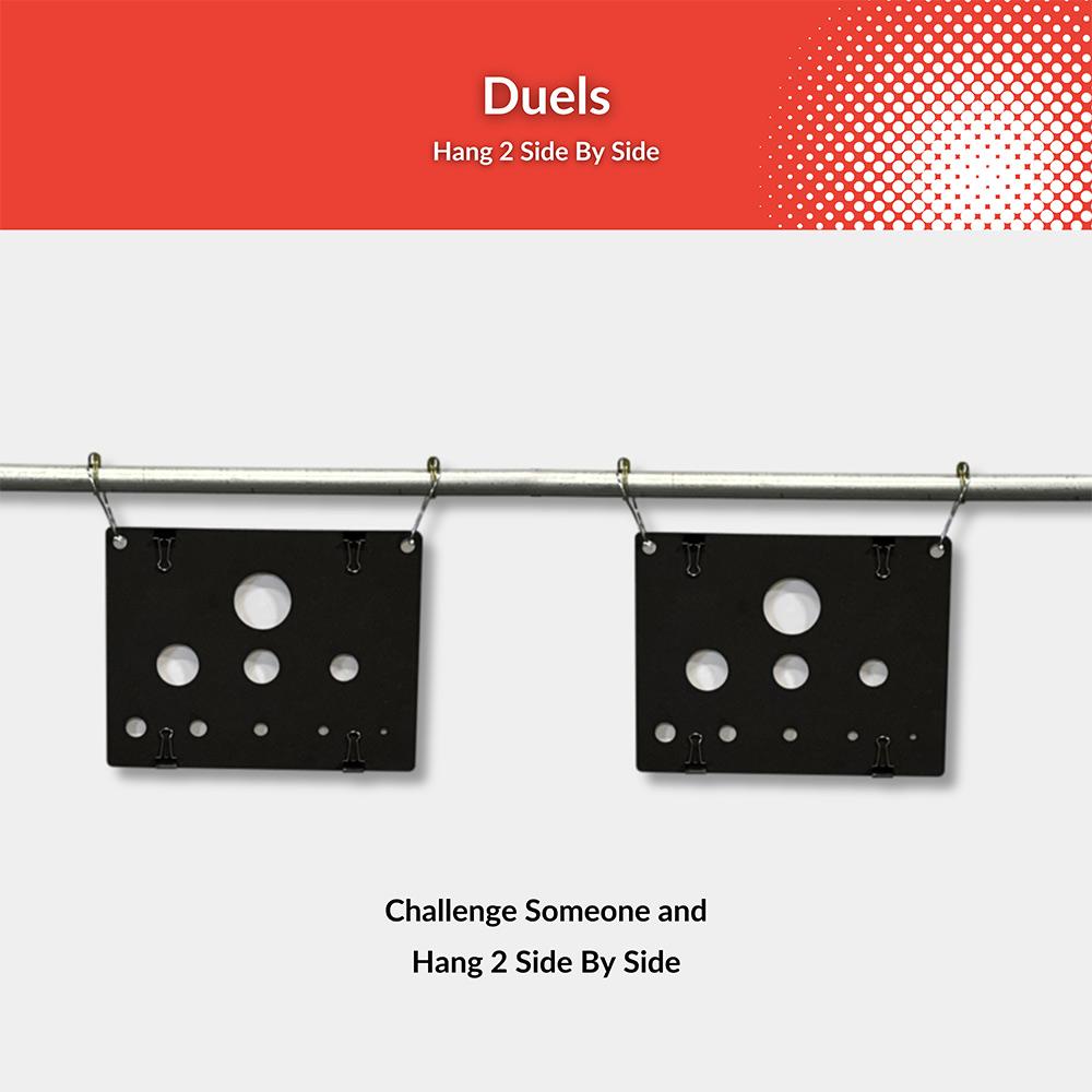 Two Reverse Know Your Limits targets hung side by side for dueling