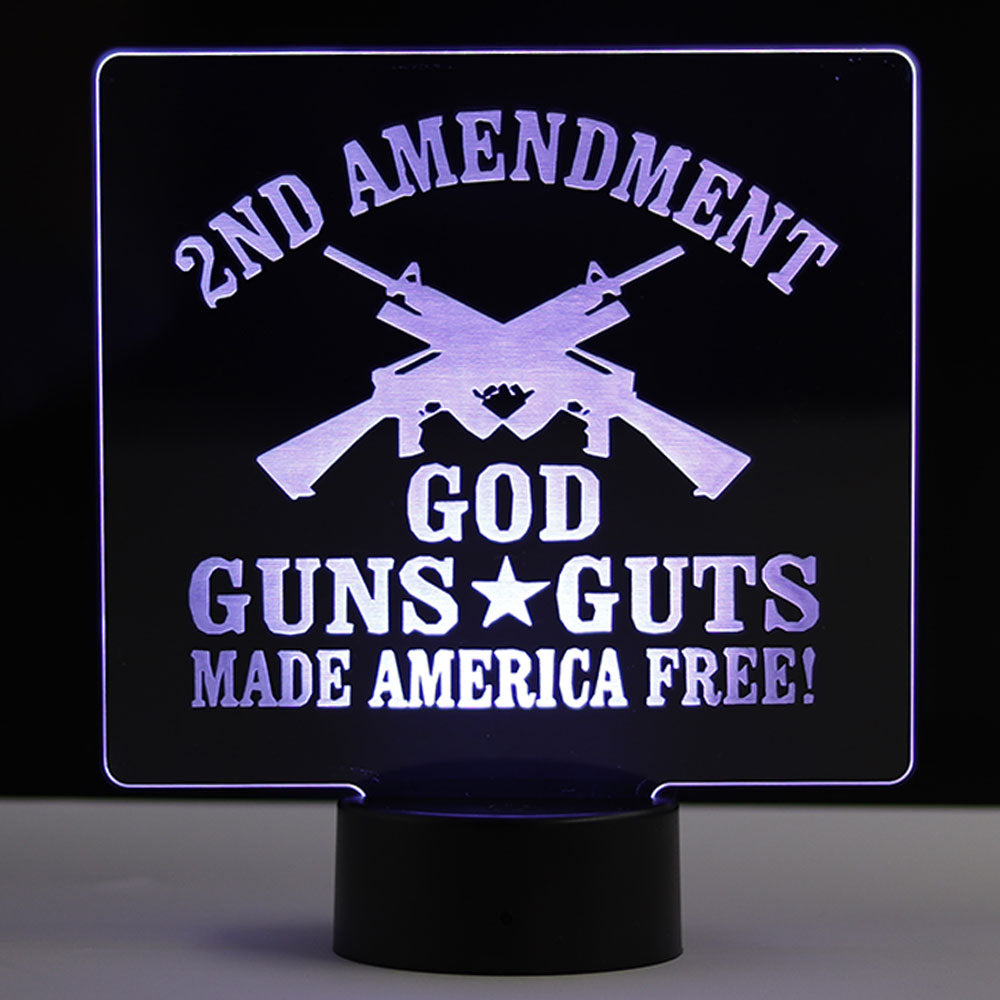 God Guns Guts - Patriotic Led Sign